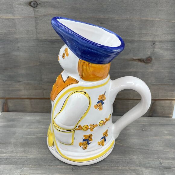 Vintage Pair of Figural Hand Painted Ceramic Milk & Cream Pitchers Made in Italy - Picture 6 of 12